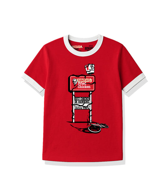 [기묘한이야기] 호킨스 클래식 로고 티 (레드)